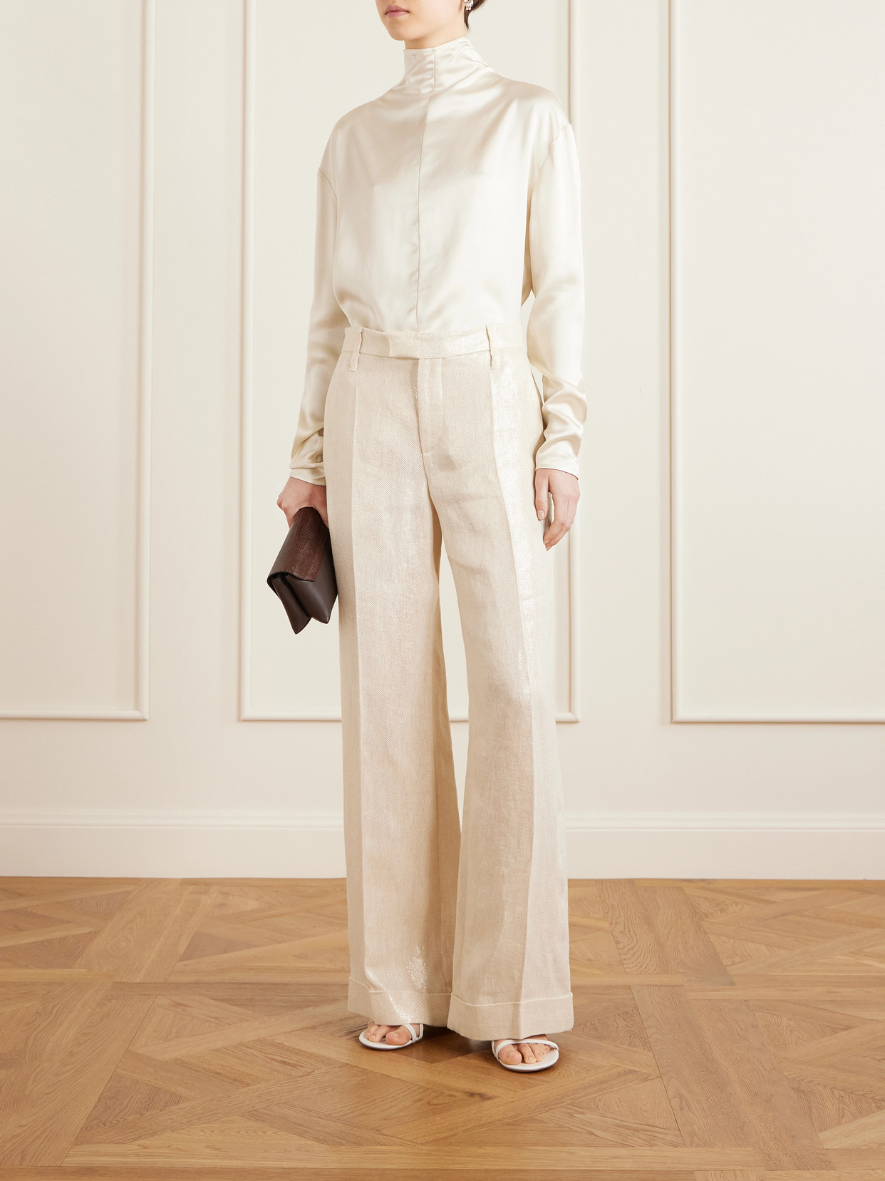 Brunello Cucinelli Women Wide-leg Tailored Linen Trousers In Neutral