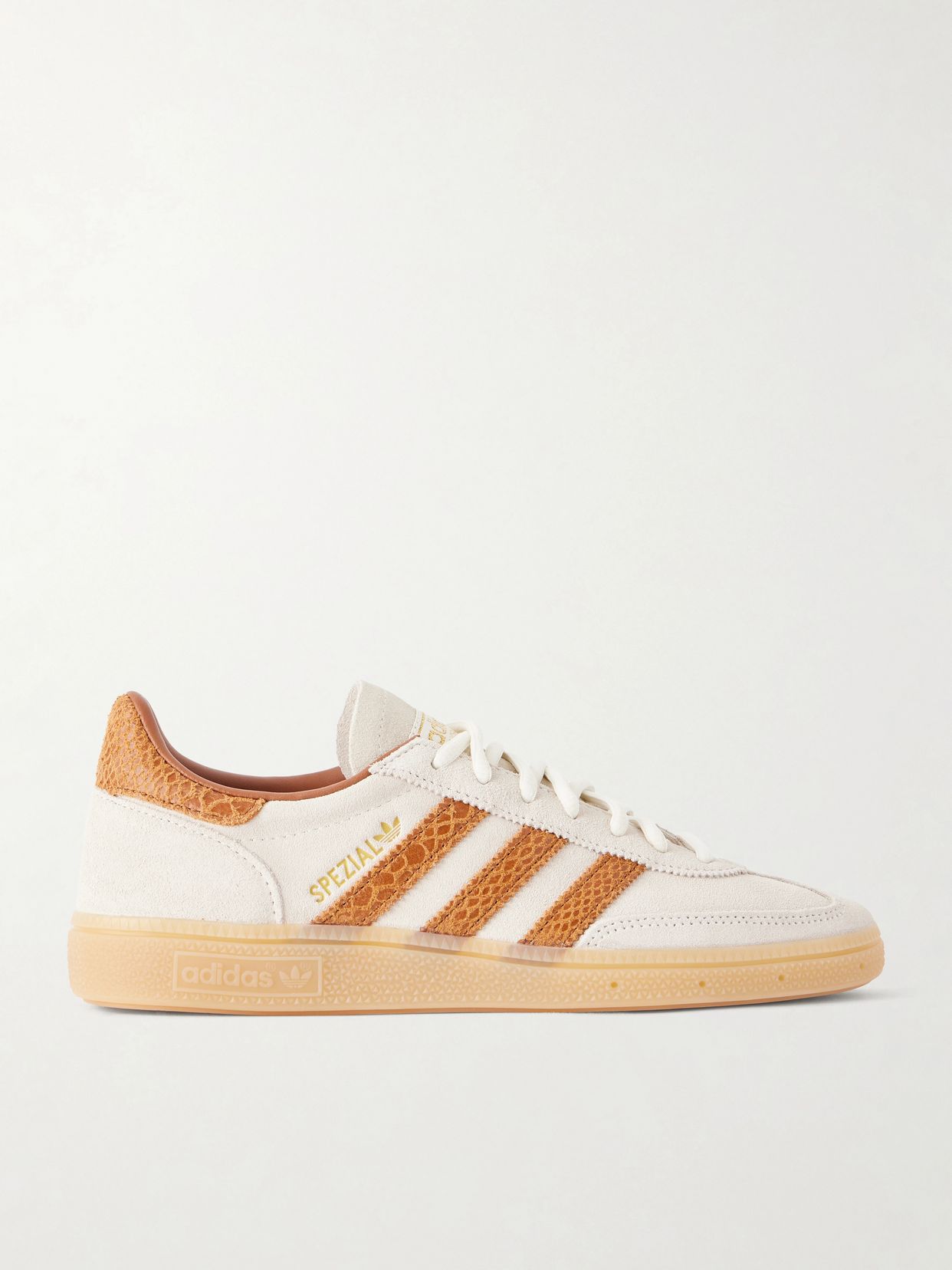 handball spezial snake effect leather and suede sneakers