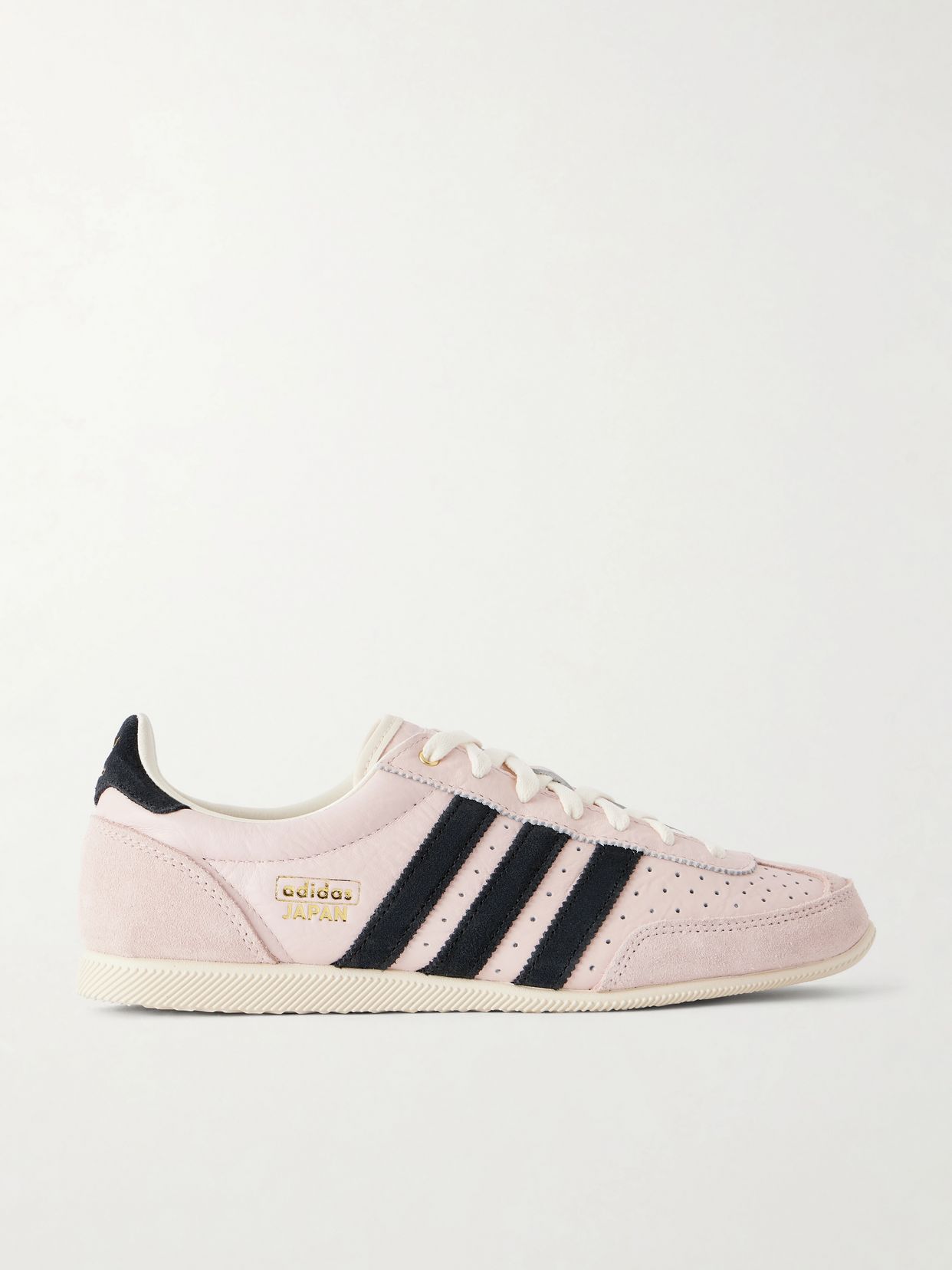 Japan lace-up suede-trimmed leather sneakers
