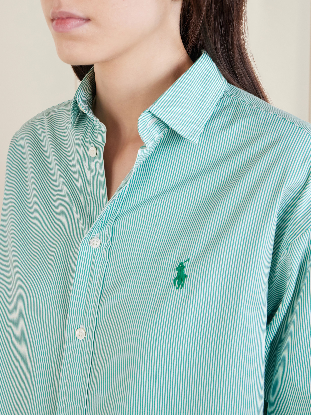 Polo Ralph Lauren - Embroidered Striped Cotton-Poplin Shirt