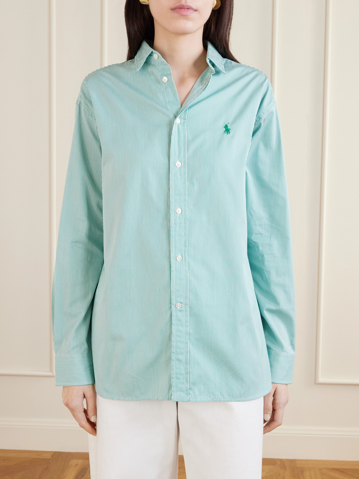 Polo Ralph Lauren - Embroidered Striped Cotton-Poplin Shirt