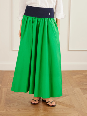 Polo Ralph Lauren Ribbed cotton-poplin maxi skirt