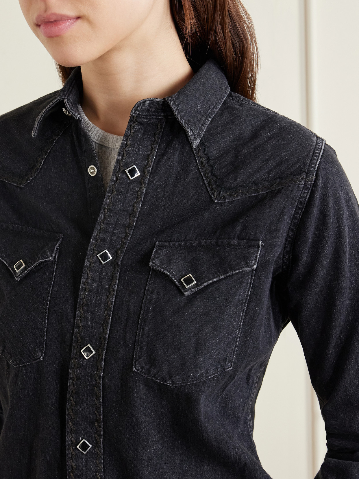 Wrangler Embroidered Cotton Chambray Shirt