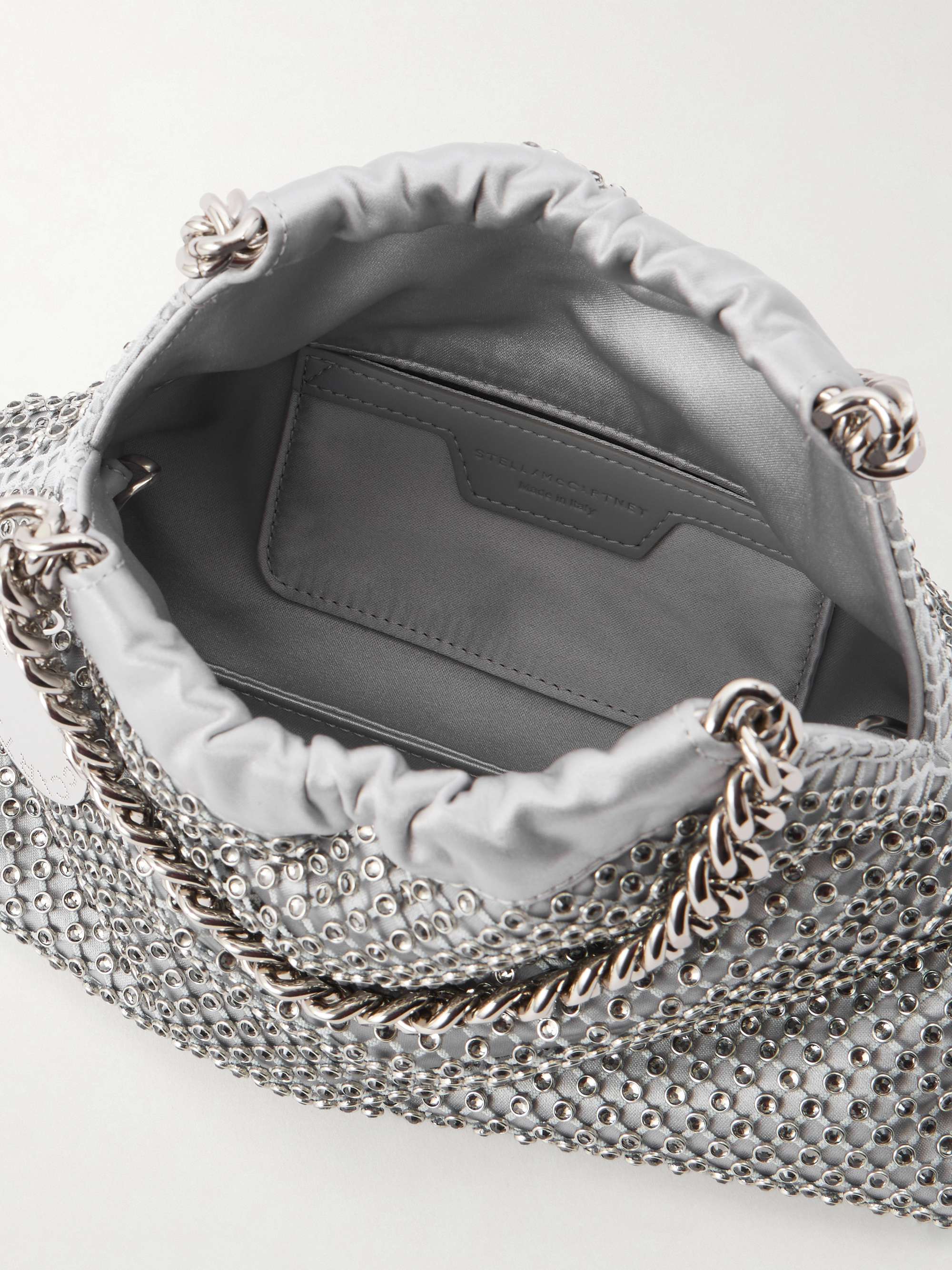 STELLA MCCARTNEY Falabella Mini crystal and mesh drawstring bag