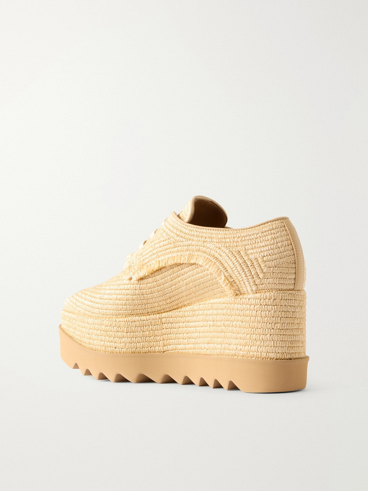 Stella Mccartney Elyse Woven Raffia Platform Brogues In Multi