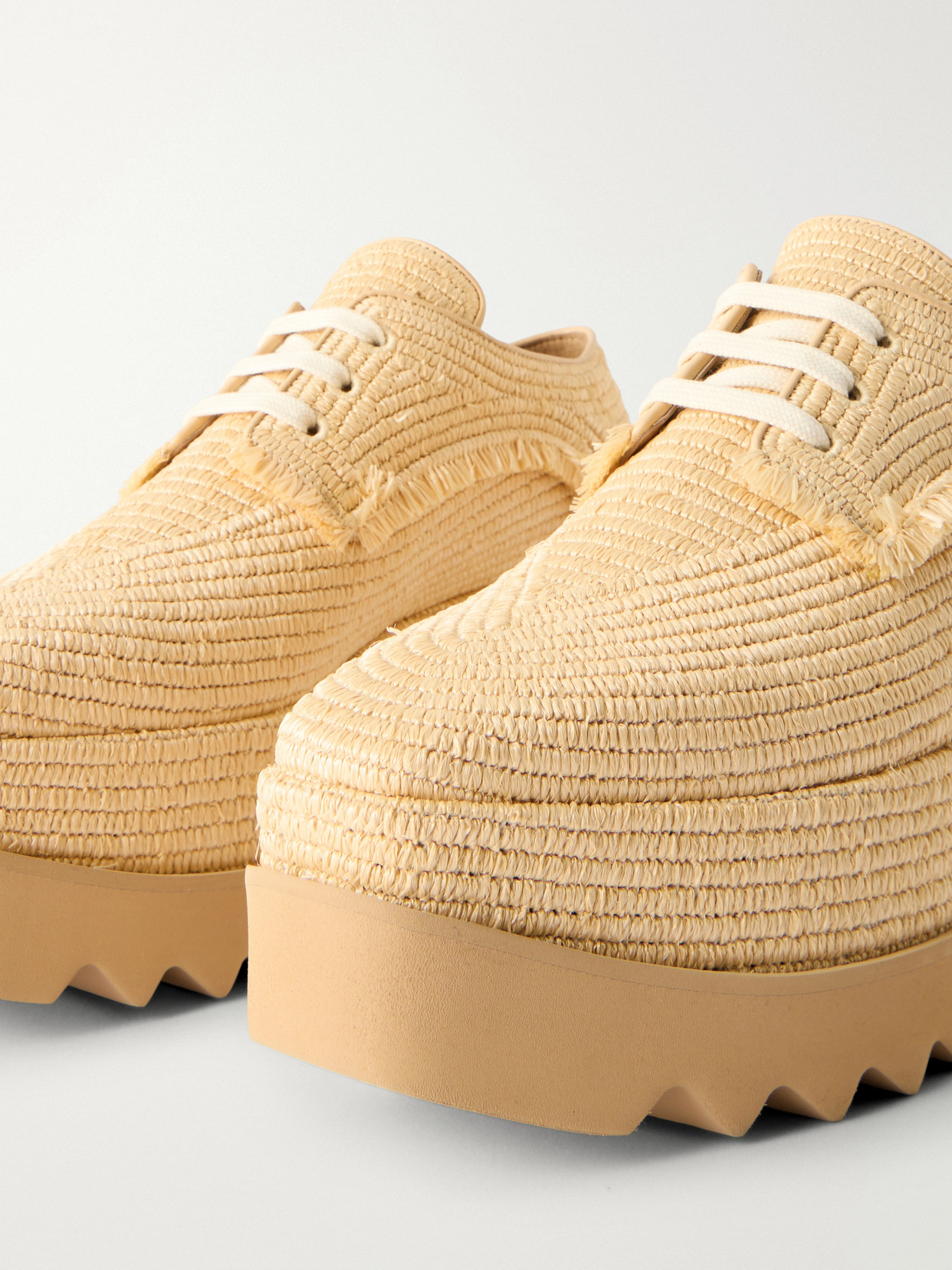 Stella Mccartney Elyse Woven Raffia Platform Brogues In Multi
