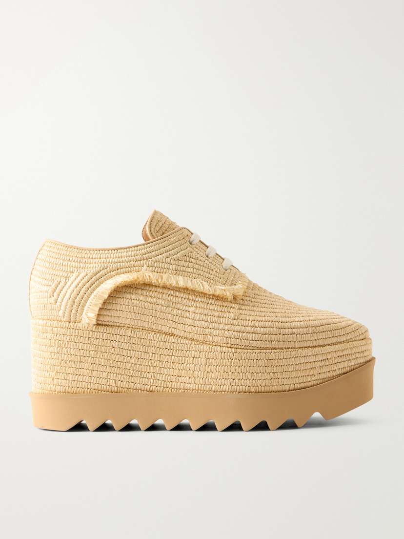 Stella McCartney Elyse Woven Raffia Platform Brogues