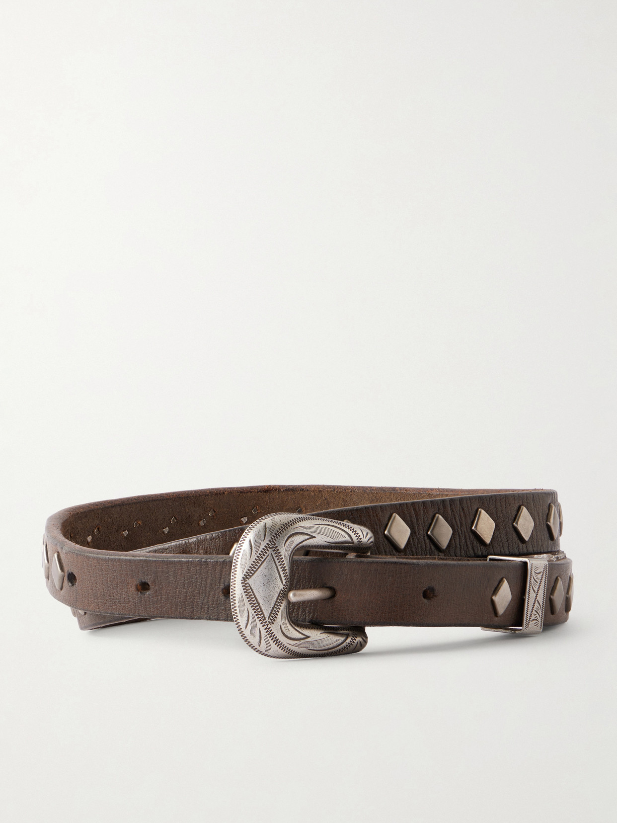 Rrl Aria Embellished Leather Belt In Brown