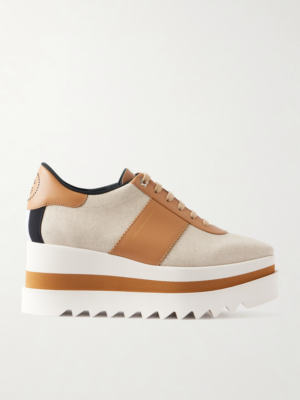 Stella Mccartney Sneak-elyse Salt And Pepper Exaggerated-sole Canvas Sneakers In Brown