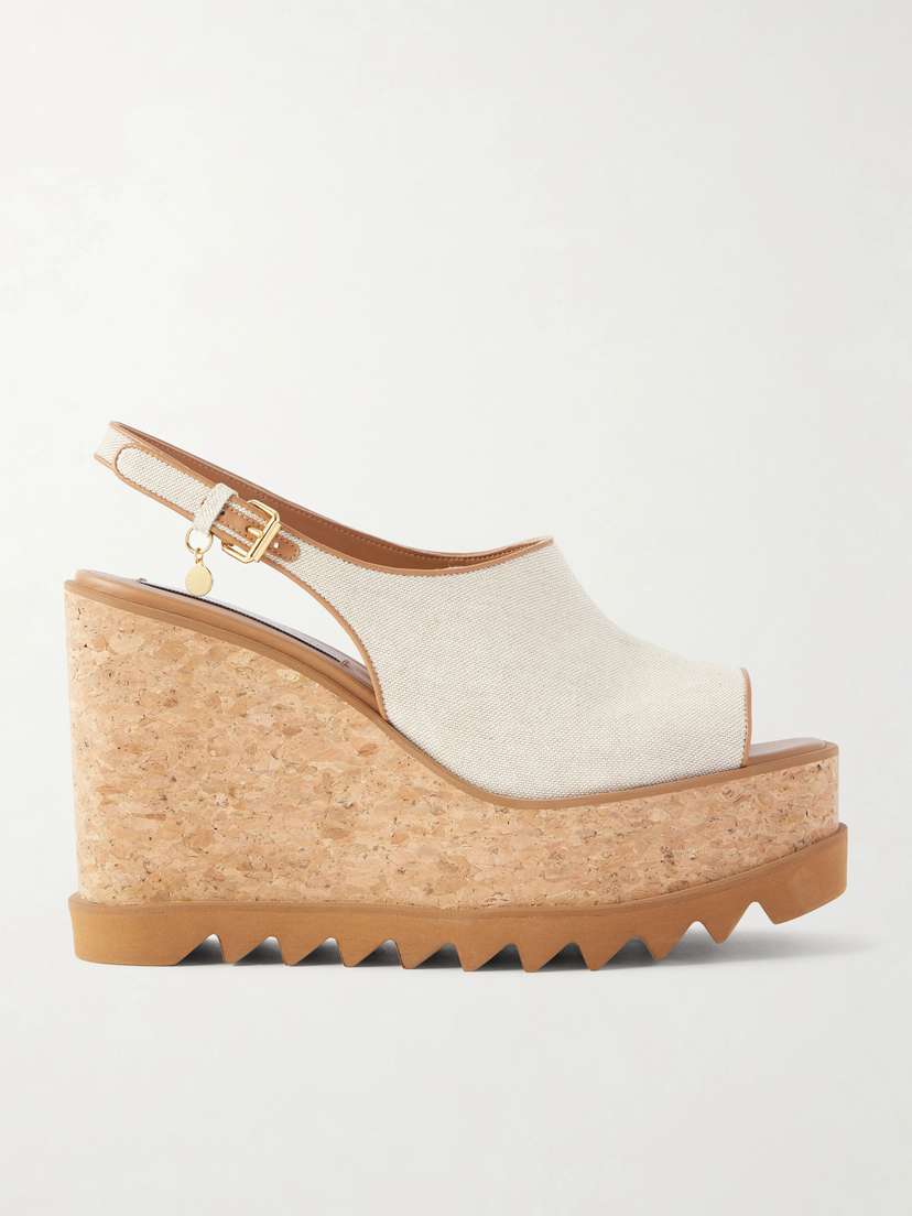 Stella McCartney Sneakelyse Canvas Slingback Platform Wedge Sandals
