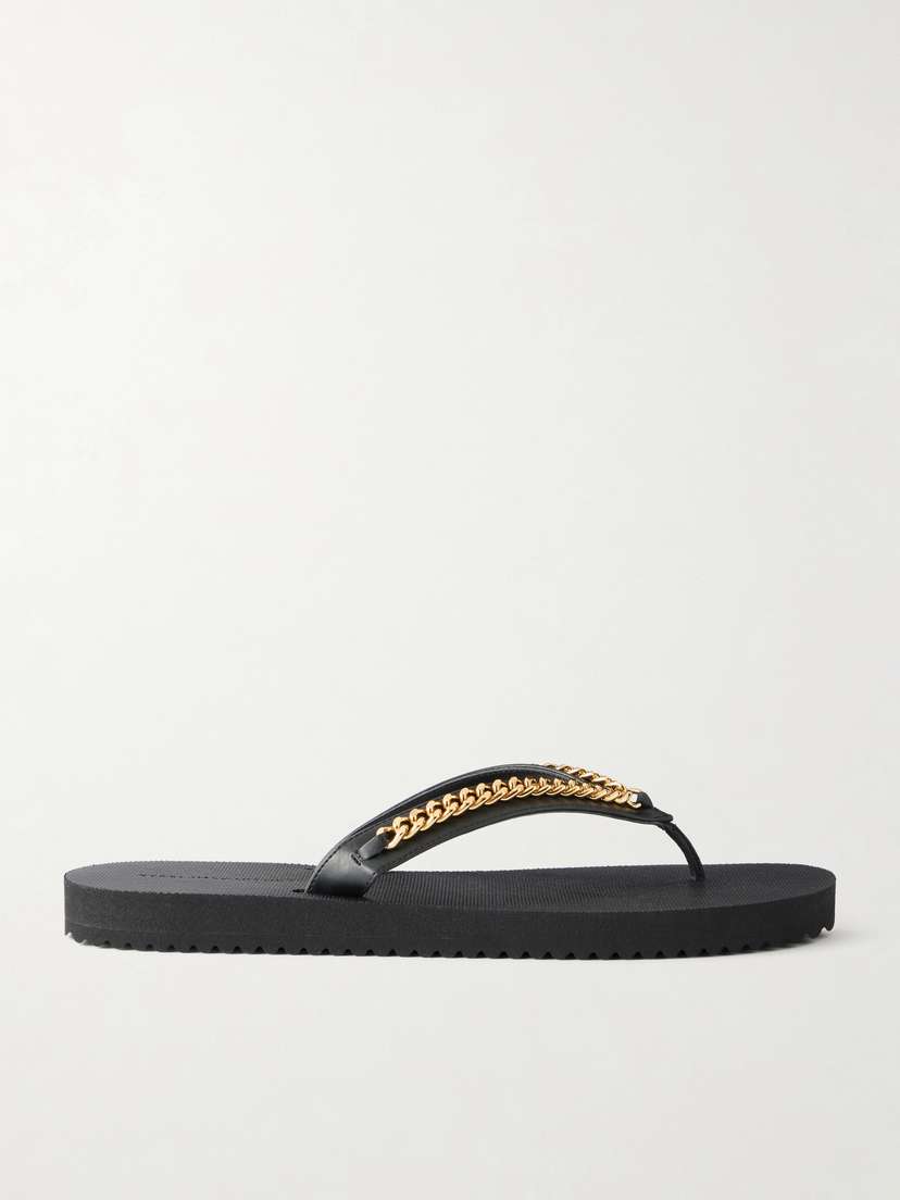 Stella McCartney Falabella Embellished Vegetarian Brushed-leather Flip Flops