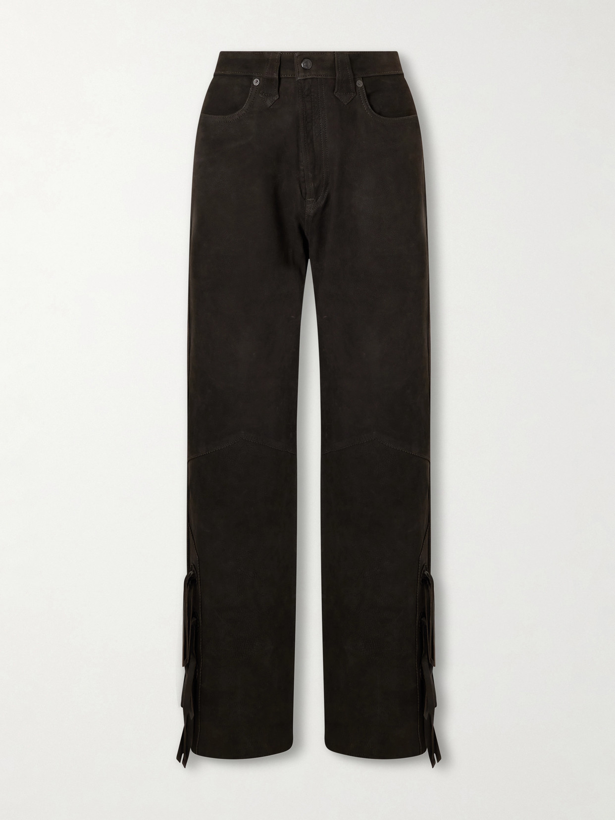 Rrl Kacie Tie-detailed Suede Wide-leg Pants In Animal Print