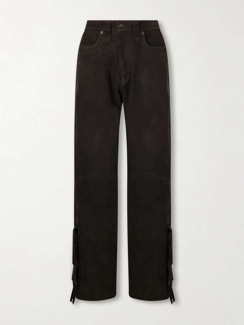 RRL Kacie Tie-detailed Suede Wide-leg Pants