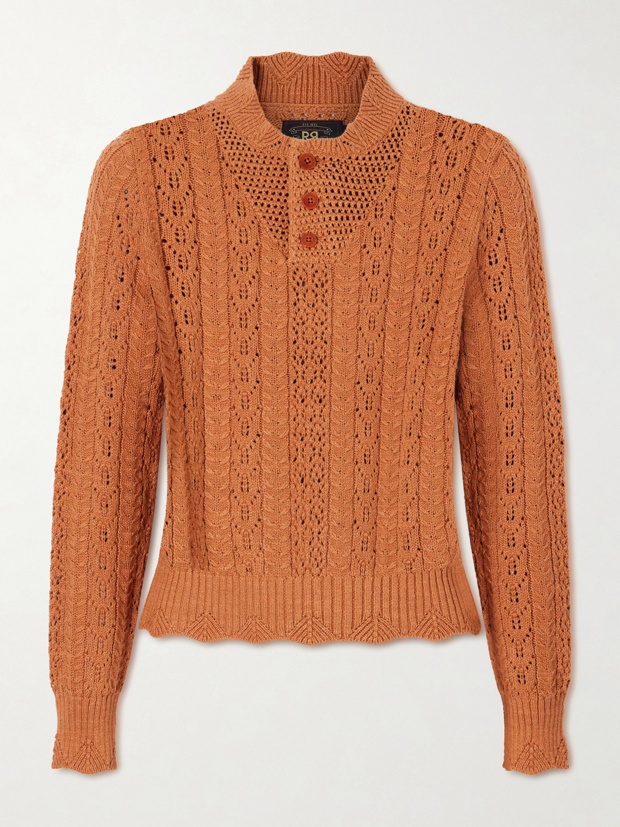 Rrl Hannah Crocheted Cotton Sweater In Orange