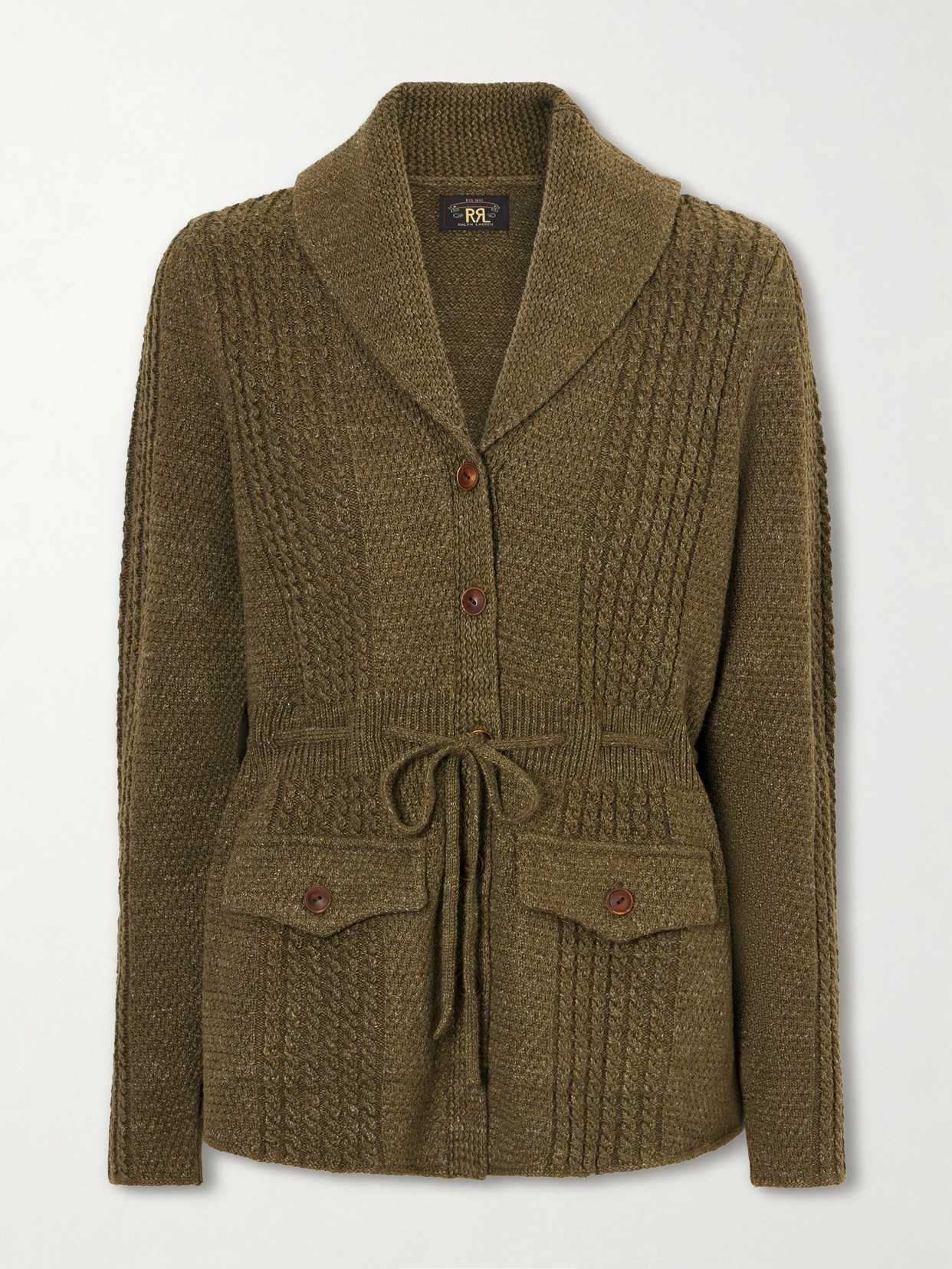 Rrl Olivia Belted Cotton And Linen-blend Cardigan In Green