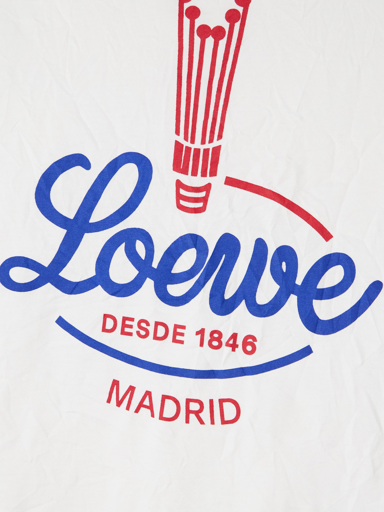 Loewe Womens White Brand-print Relaxed-fit Woven T-shirt