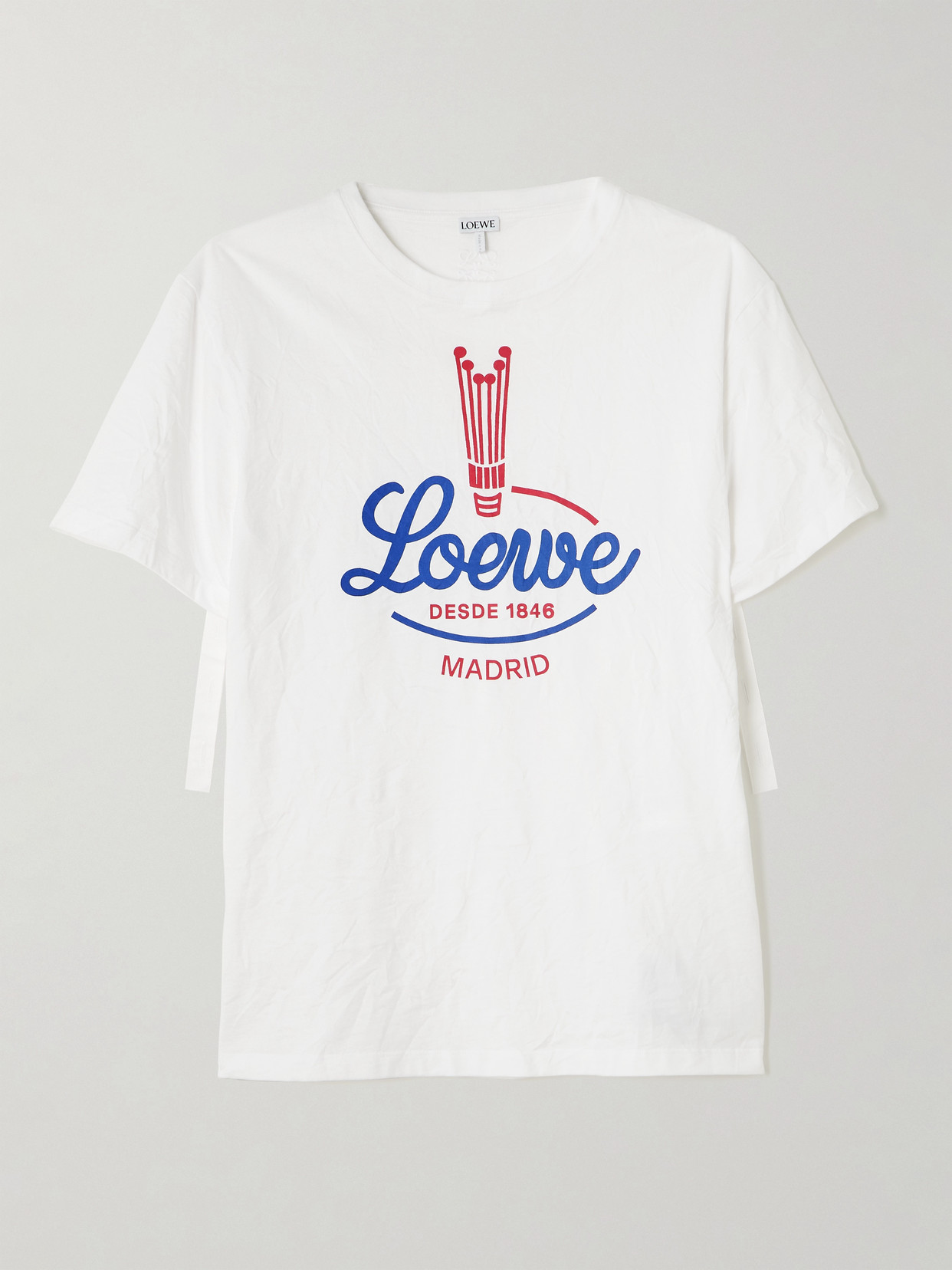 Loewe Womens White Brand-print Relaxed-fit Woven T-shirt