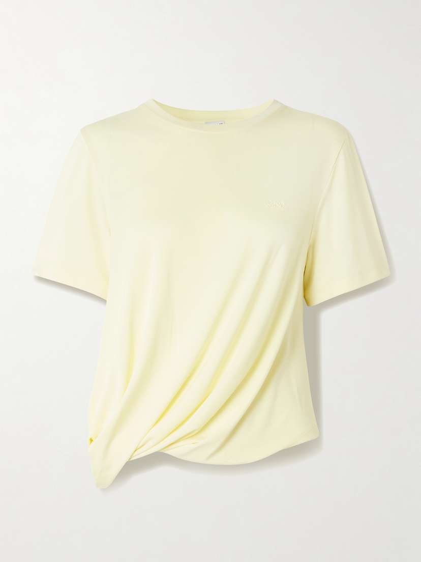 Loewe — Embroidered asymmetric draped jersey T-shirt