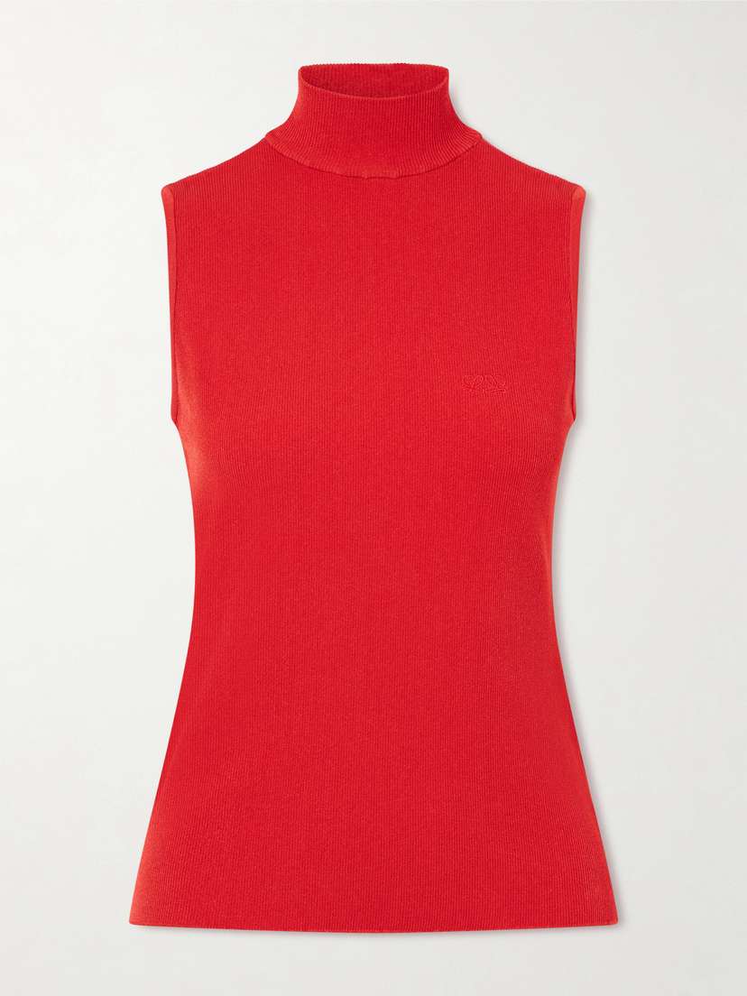 Ribbed-knit Turtleneck Top