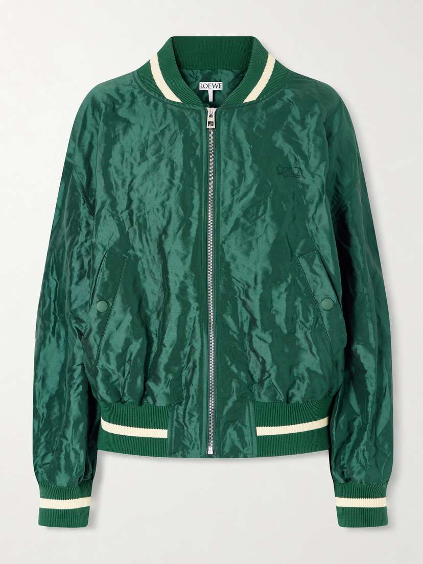Loewe — Anagram crinkled satin-twill bomber jacket