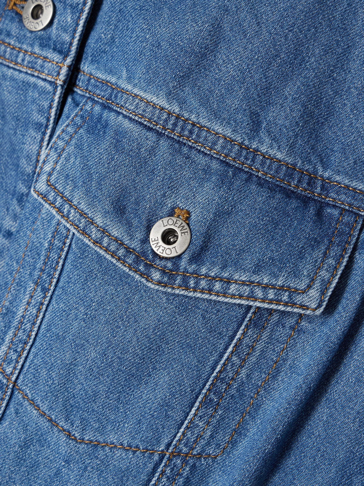 Loewe Cropped Denim Jacket With Wide Sleeves In Blue