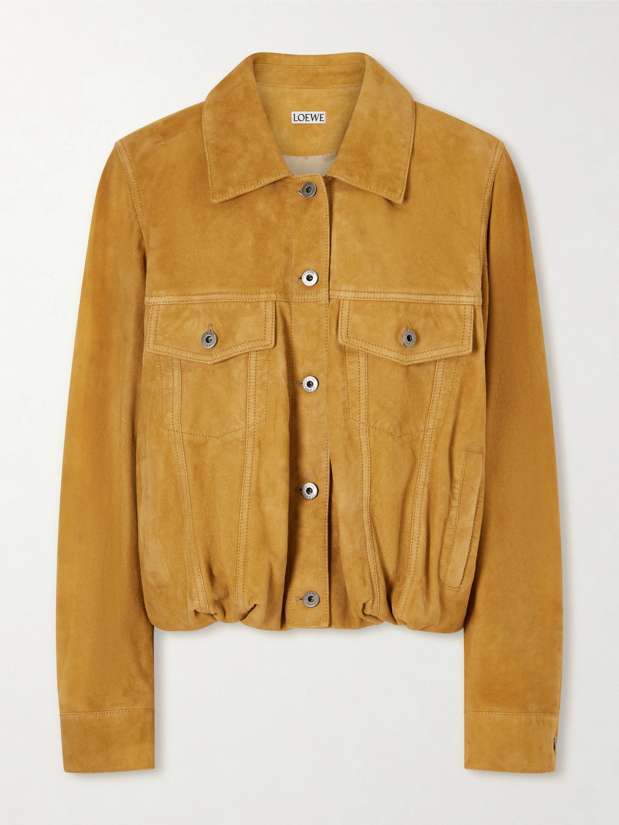 LOEWE - Gathered Suede Jacket - Camel