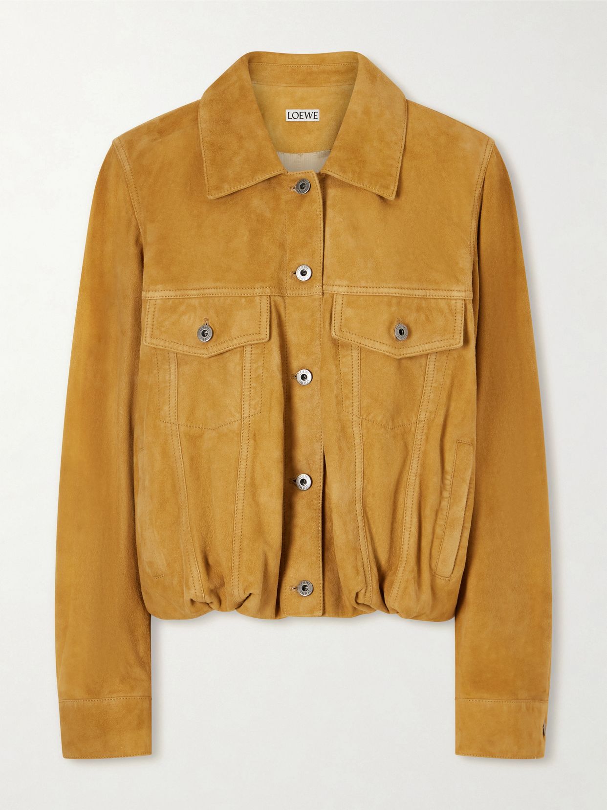 Gathered suede jacket