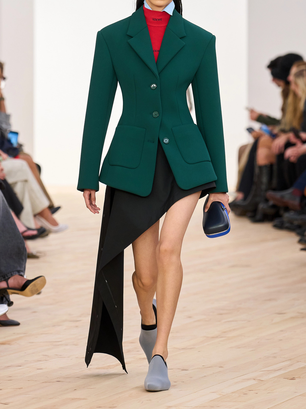 Asymmetric Wool-Twill Mini Skirt
