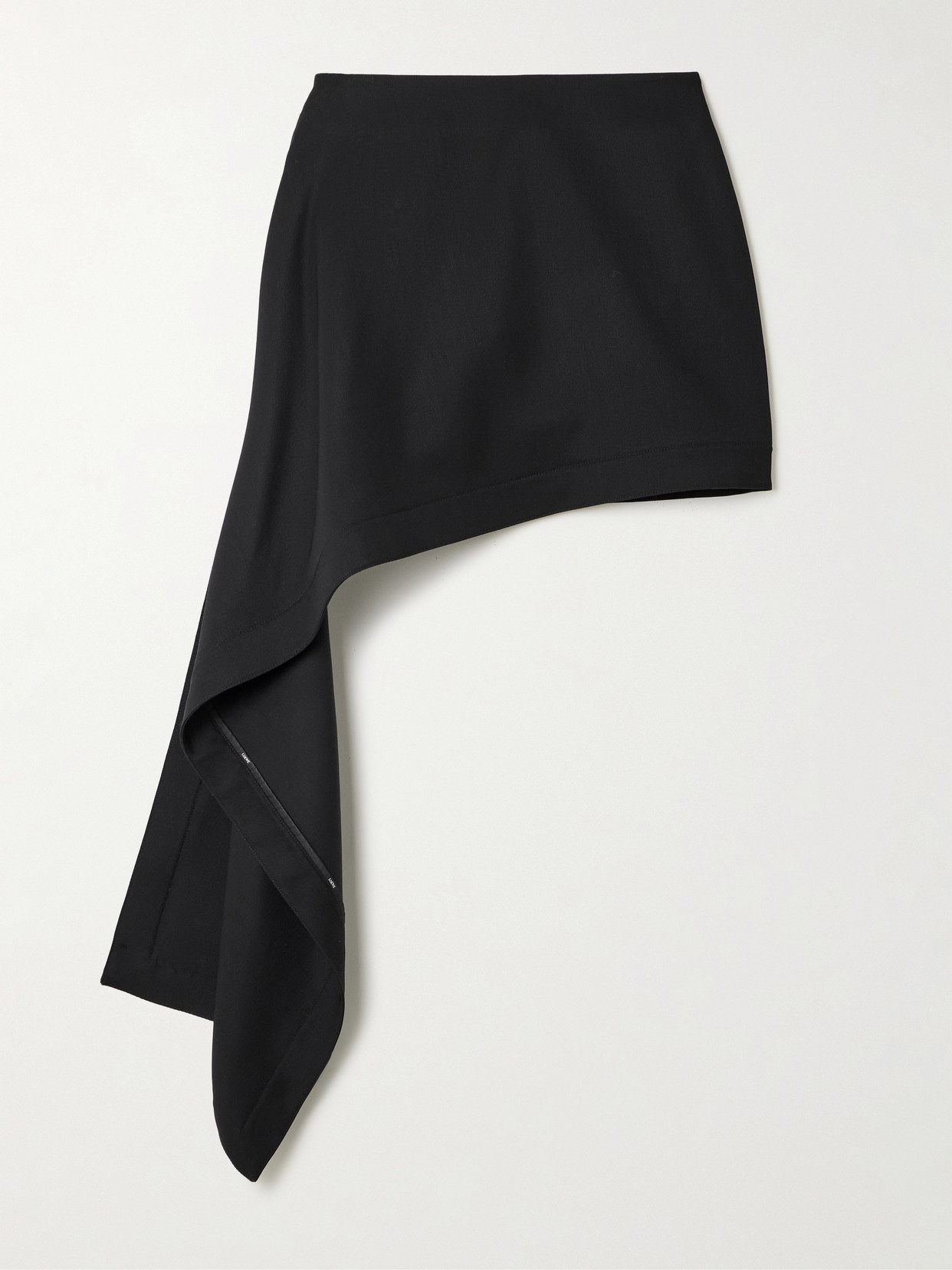 Loewe Asymmetric Wool-twill Mini Skirt In Black