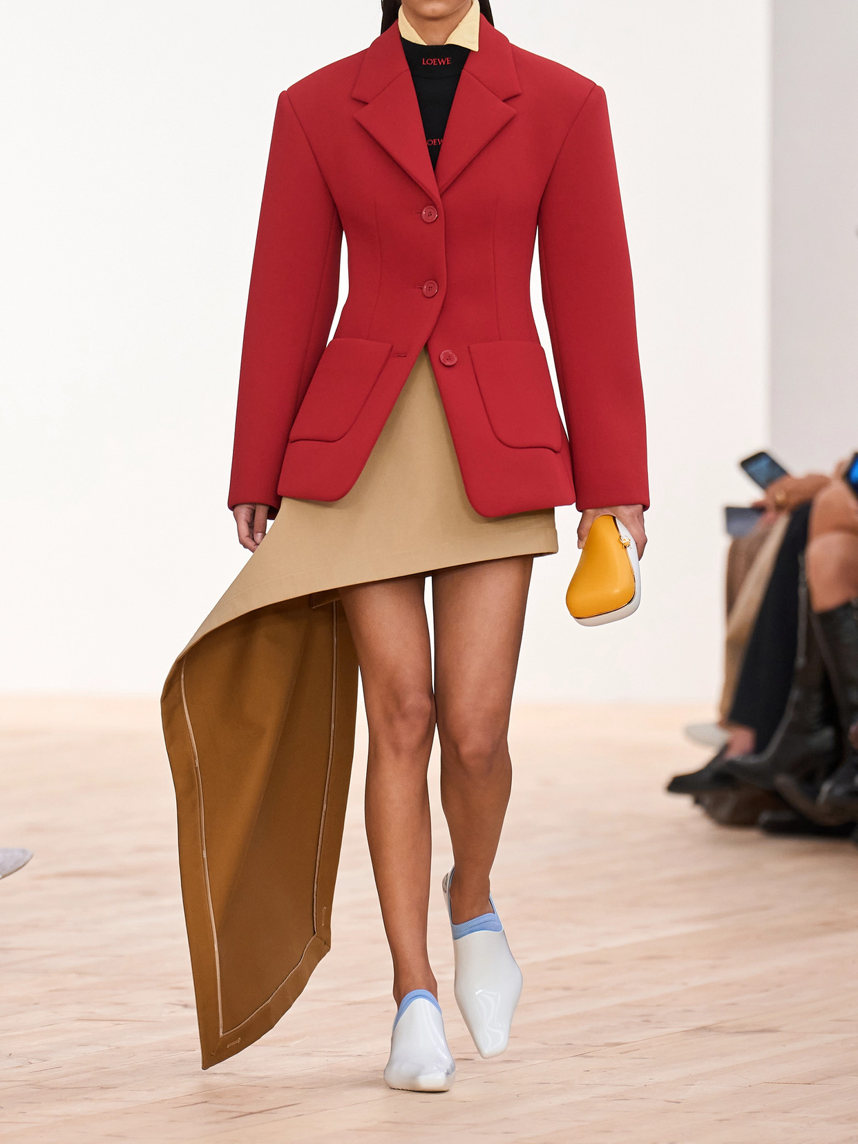 Loewe Womens Beige Draped-side Asymmetric-hem Cotton-blend Mini Skirt In Multi