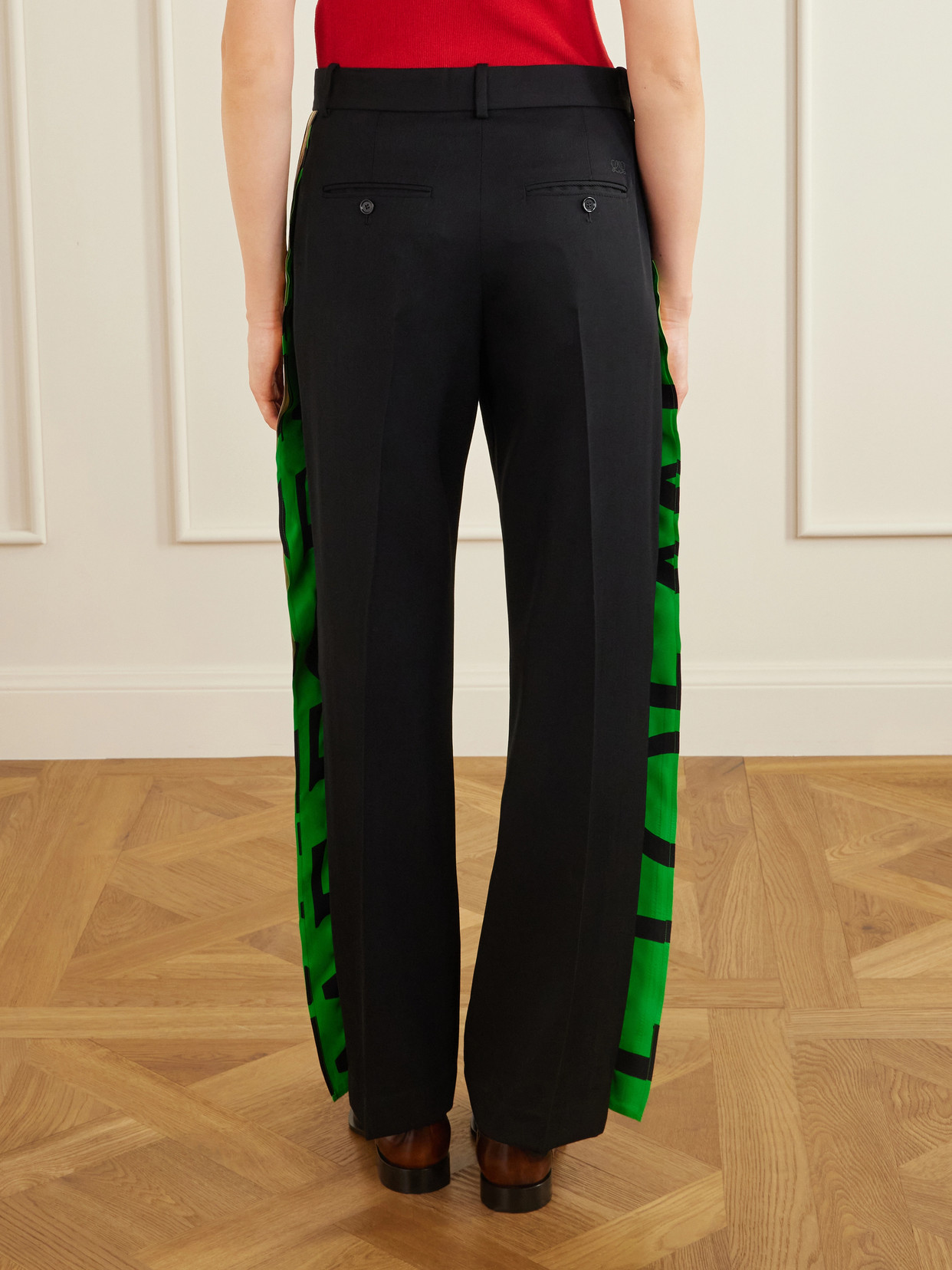 Striped Wool Straight-Leg Pants