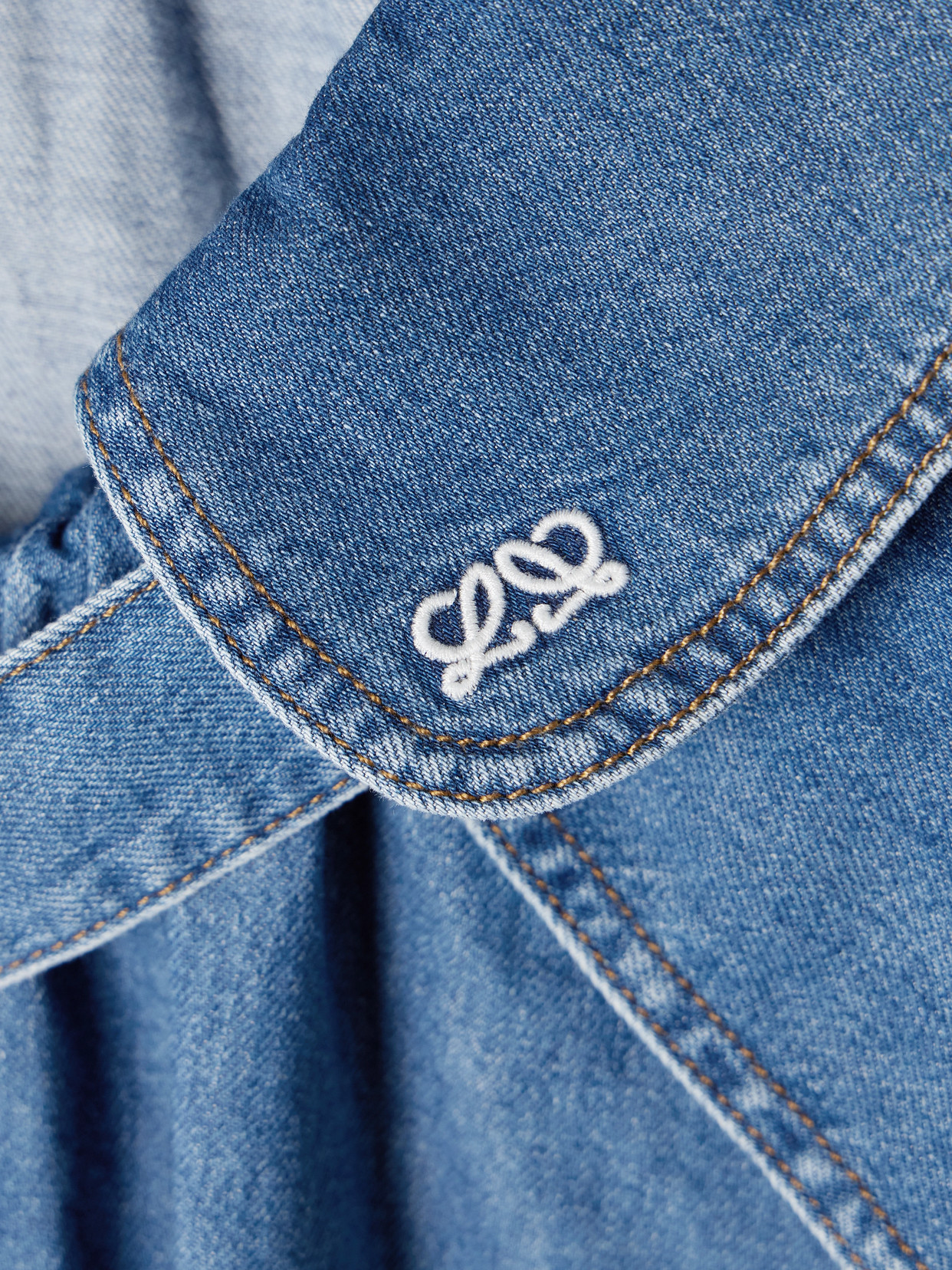 Belted Asymmetric Draped Embroidered Denim Mini