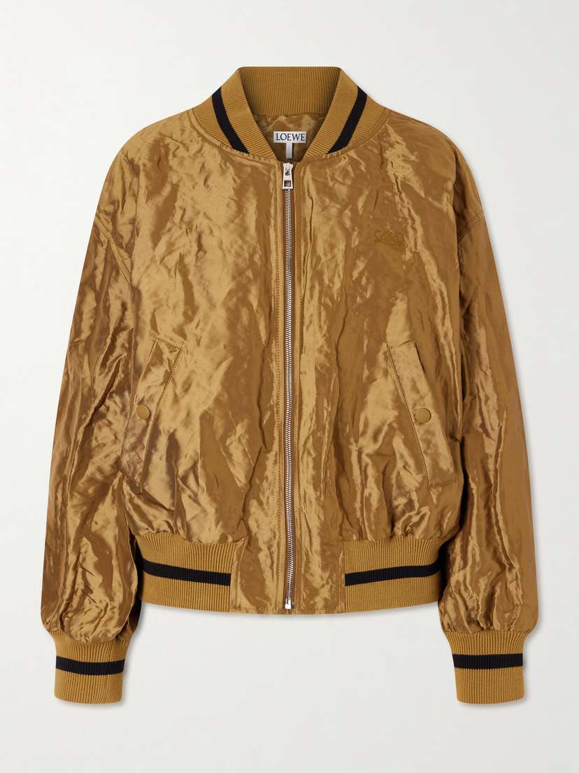 Anagram Crinkled Satin-twill Bomber Jacket