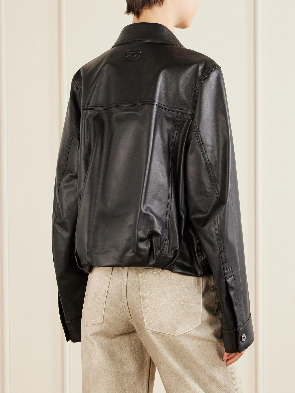 Loewe Women's Leather Bomber Jacket In Black