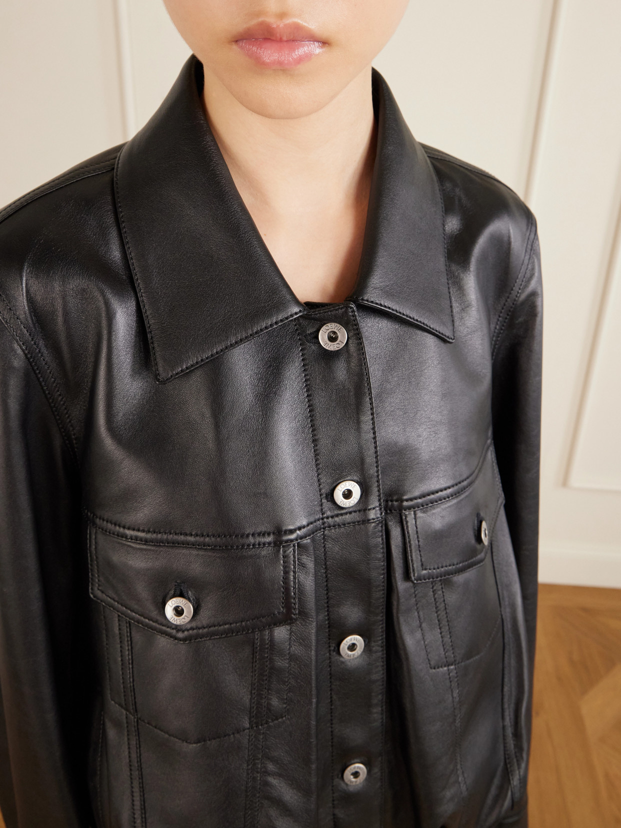 Loewe Women's Leather Bomber Jacket In Black