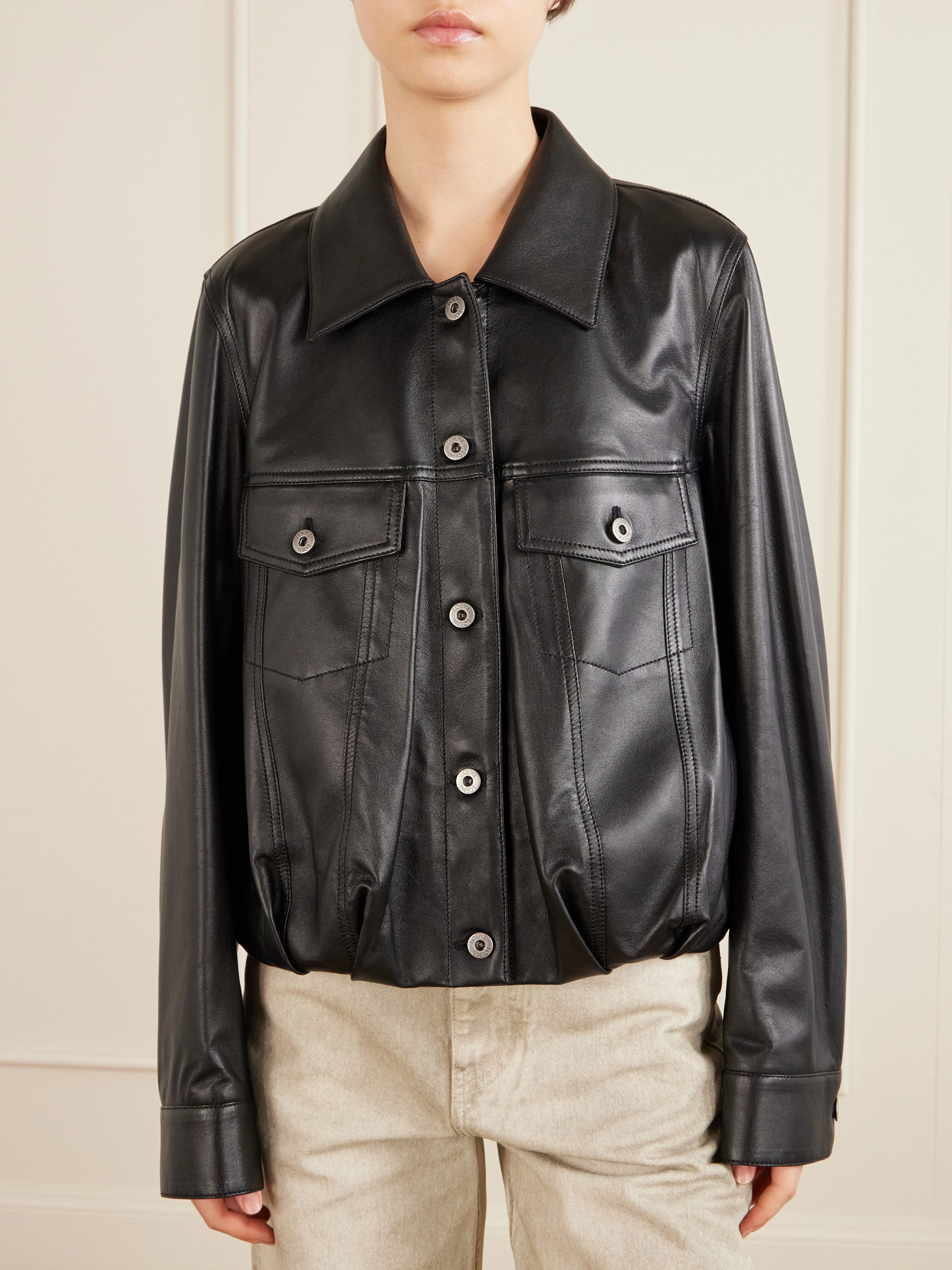 Loewe Women's Leather Bomber Jacket In Black