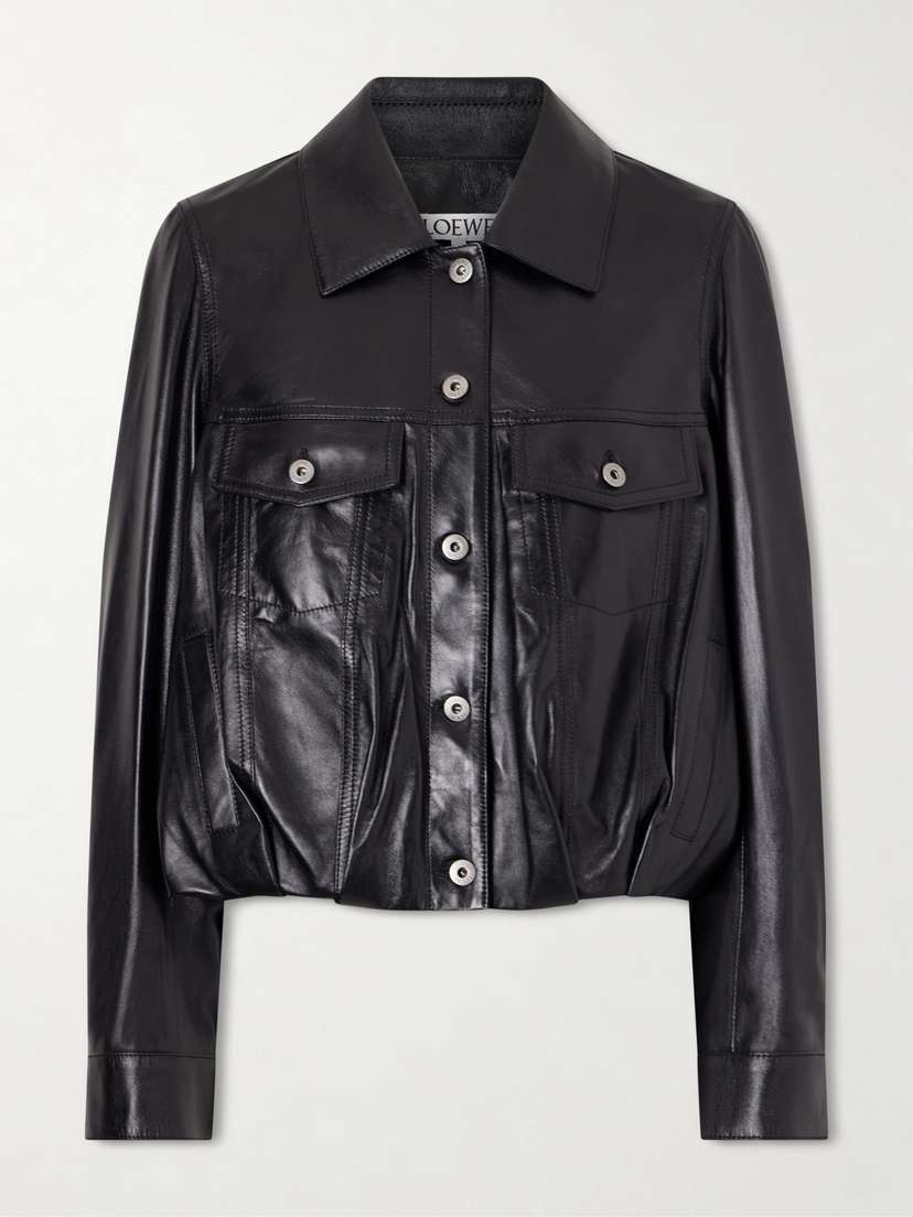 Gathered Leather Jacket