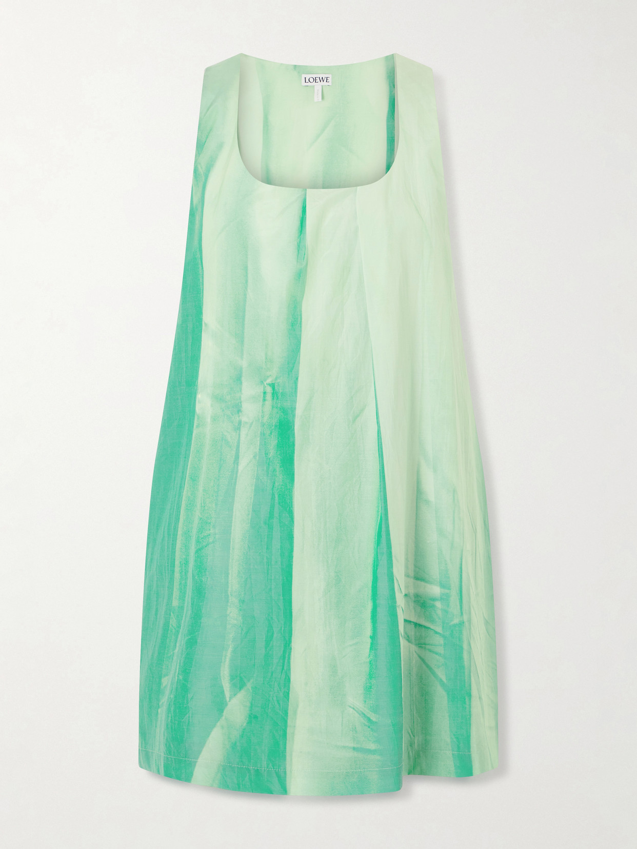 LOEWE - Dégradé Crinkled Cotton-blend Mini Dress - Green