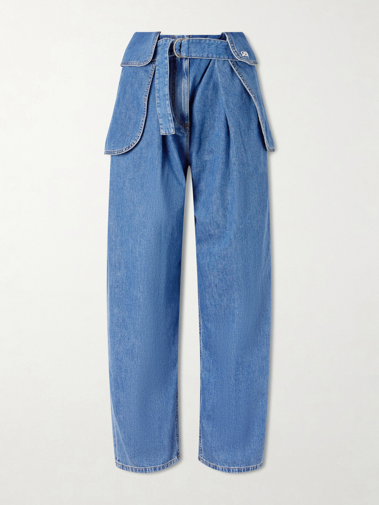 Loewe Womens Light Blue Side-flap Balloon-leg High-rise Jeans