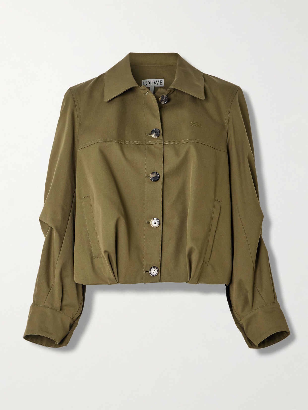 Loewe Embroidered Cotton And Silk-blend Jacket In Green