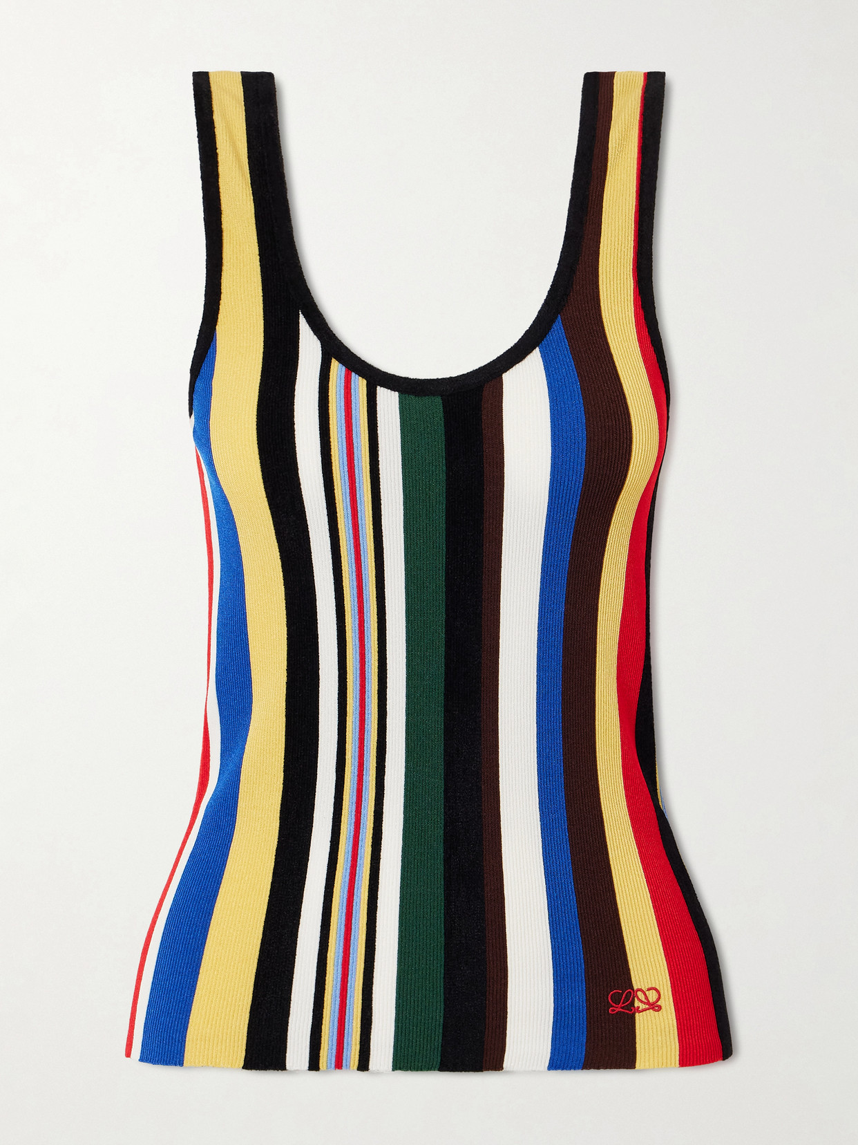 Loewe Embroidered Striped Ribbed-knit Tank In Multi