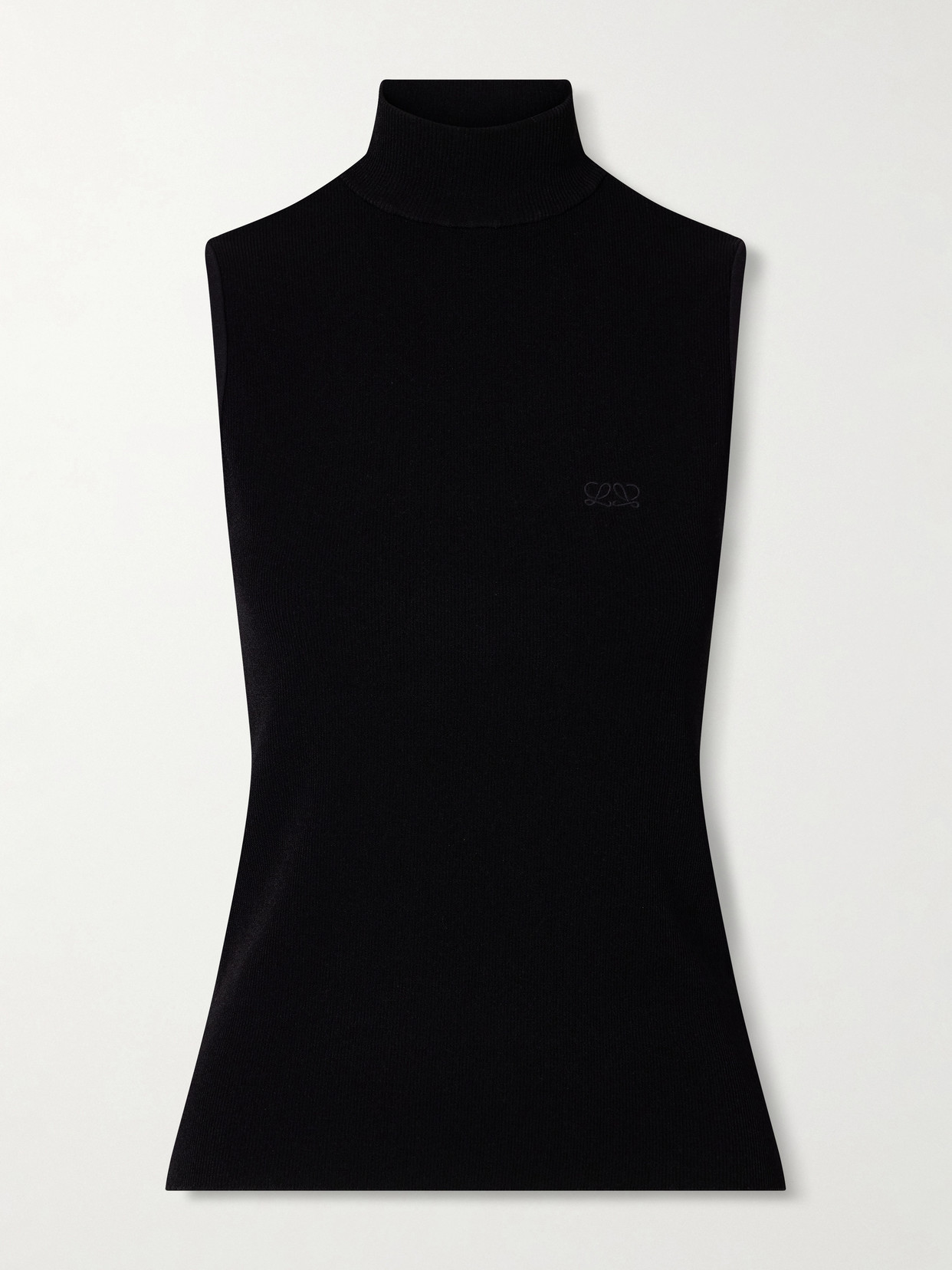 Loewe Ribbed-knit Turtleneck Top In Black