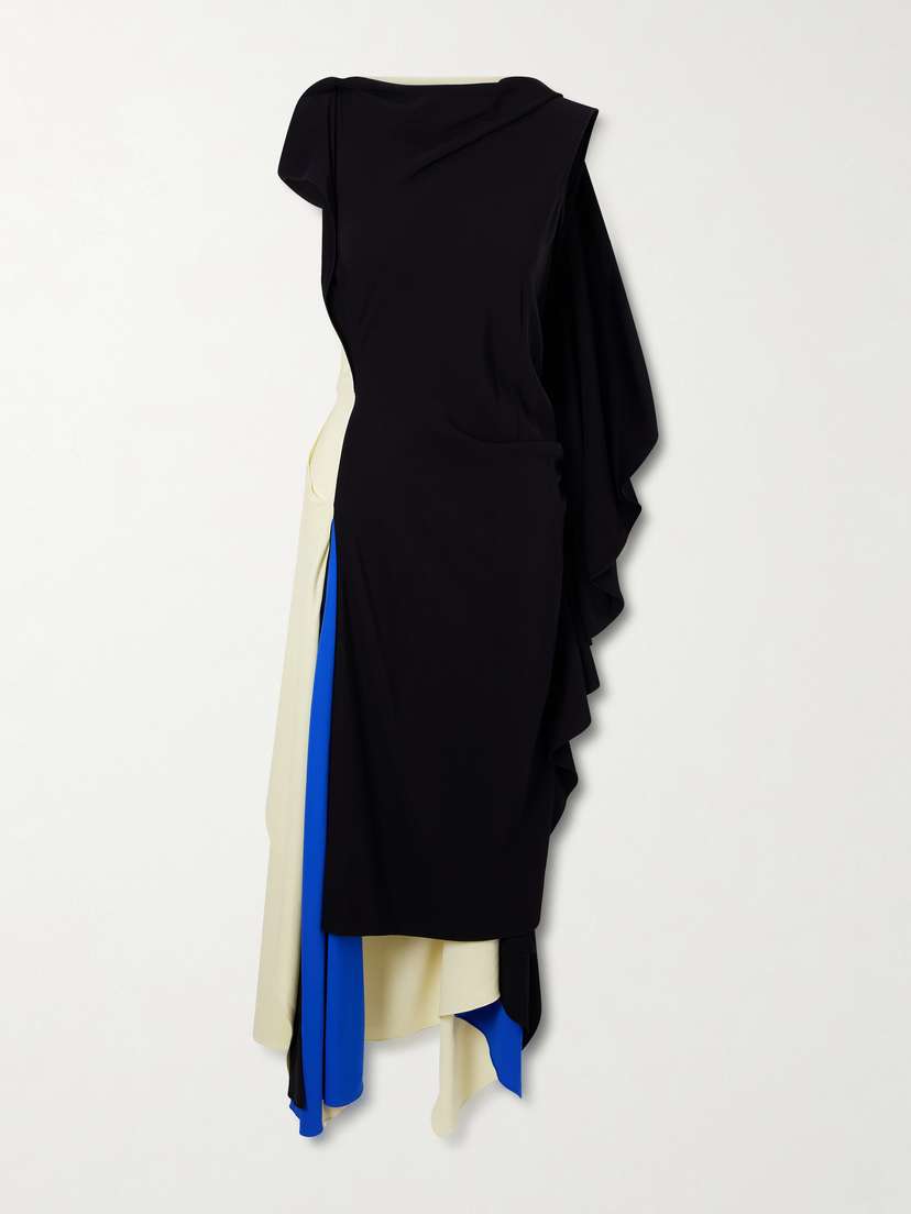 Asymmetric Draped Crepe-jersey Midi Dress