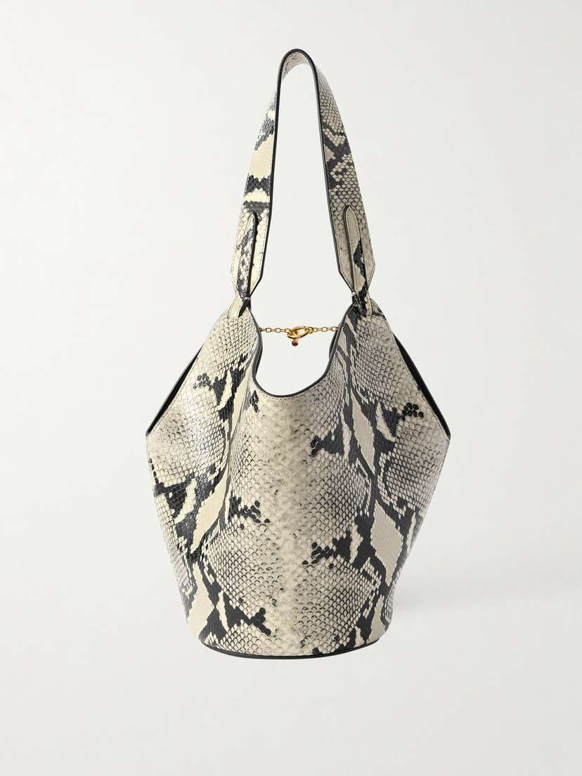 Khaite Lotus Mini Snake-effect Leather Tote