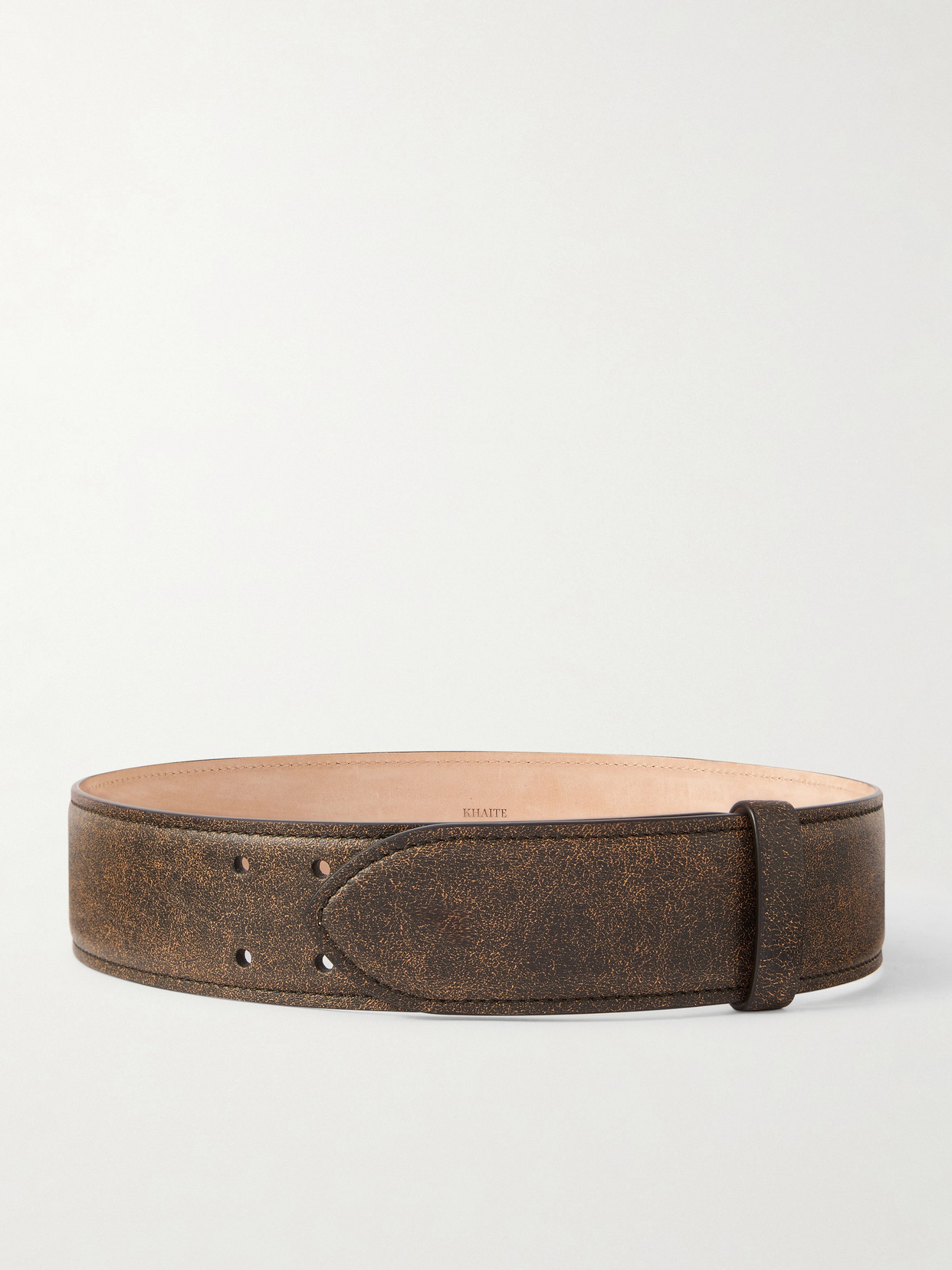 Khaite Theo Textured-leather Belt In Brown