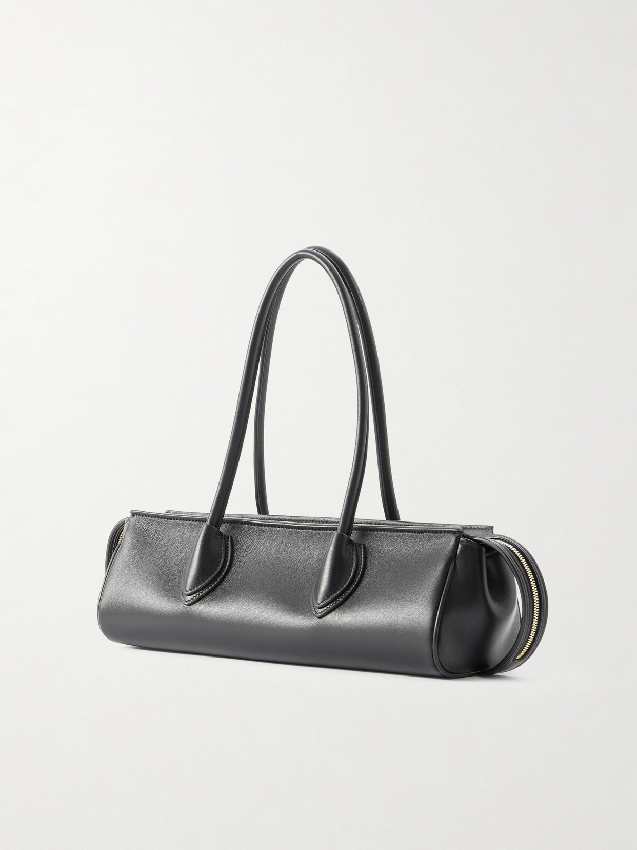 Khaite Donna Tubular Leather Shoulder Bag In Black