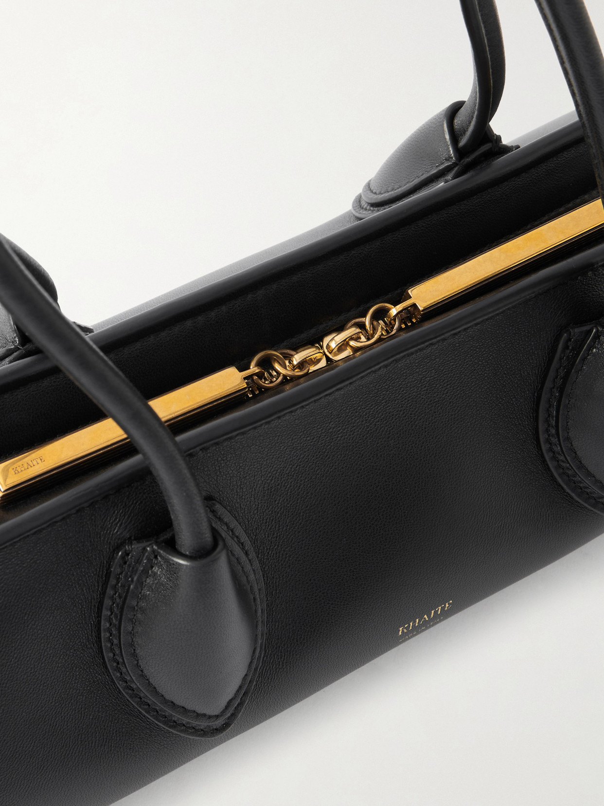 Khaite Donna Tubular Leather Shoulder Bag In Black