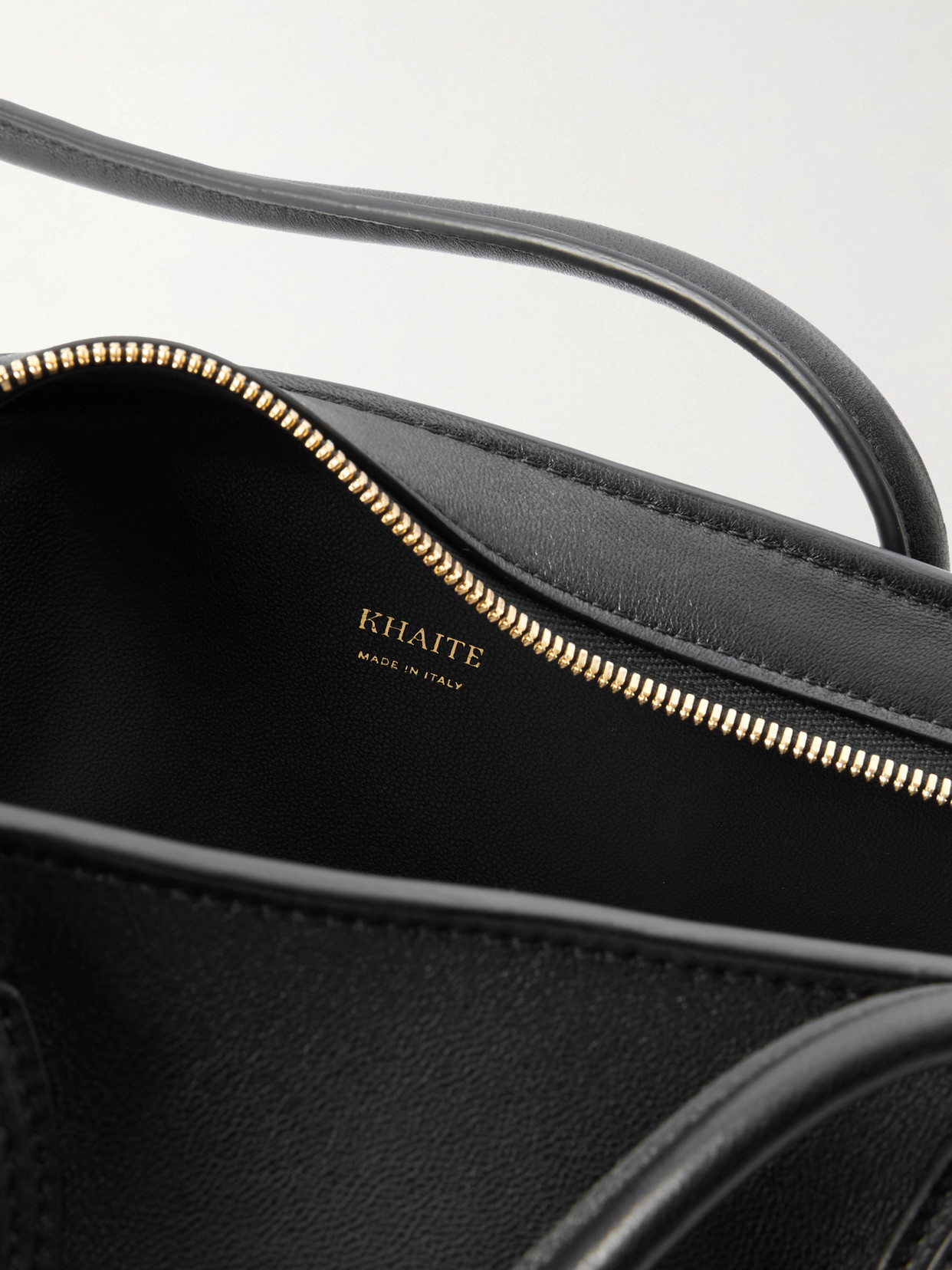 Khaite Donna Tubular Leather Shoulder Bag In Black