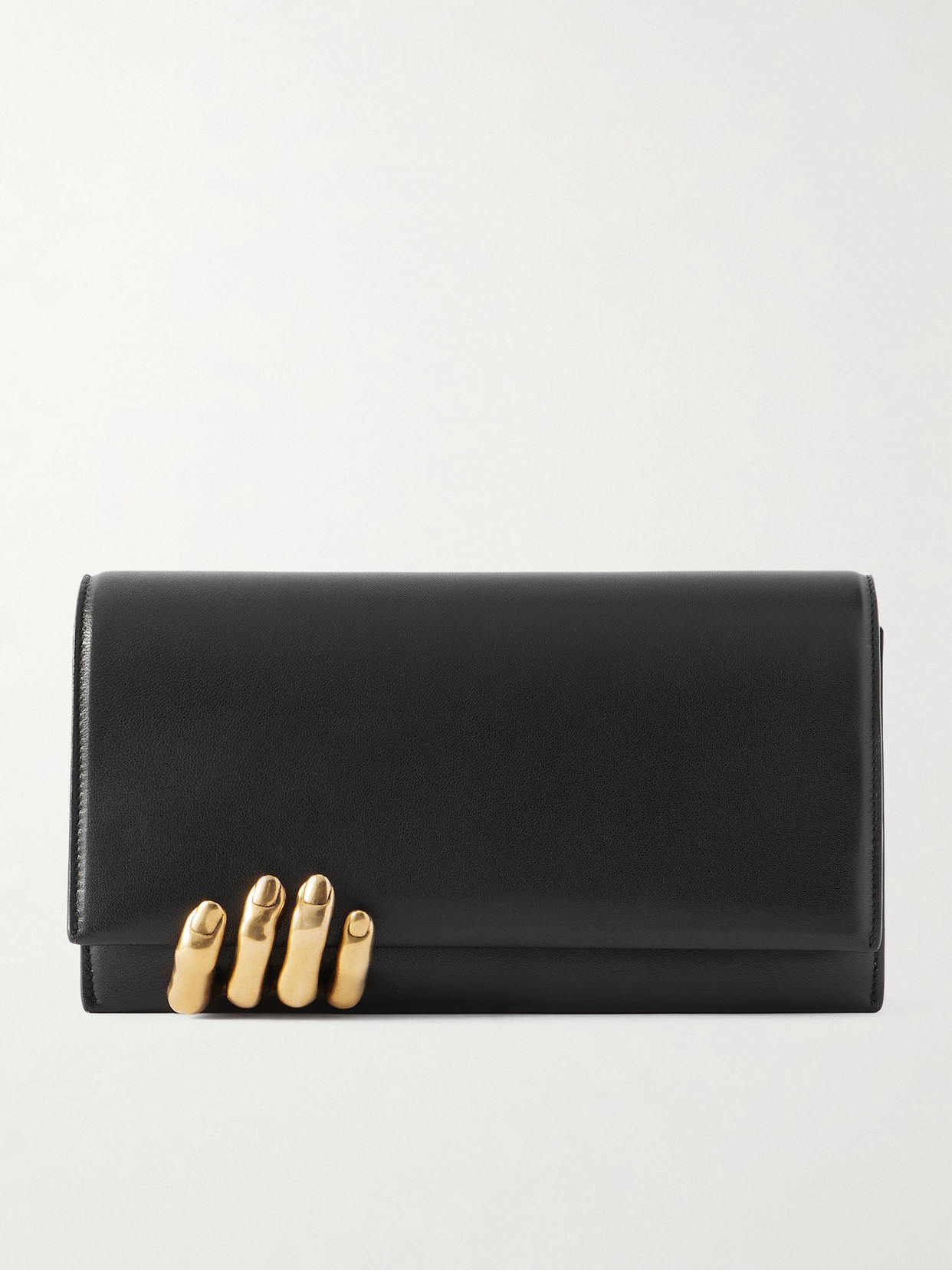 Khaite Embellished Textured-leather Clutch In Black