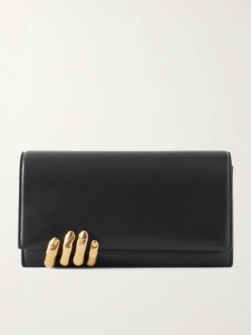 Khaite Embellished Textured-leather Clutch